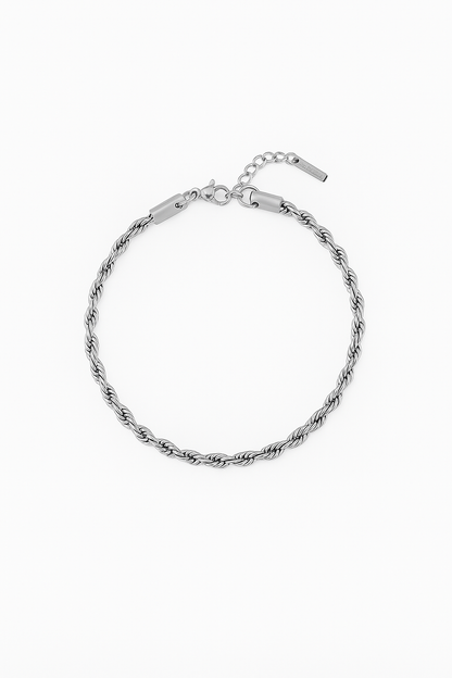 Elegante Handgemaakte Touwarmband  Zilverkleurig 3mm